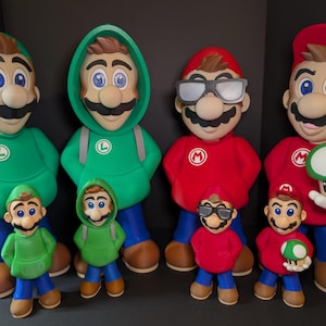 Chill Luigi & Mario Figures – 8.5” and 17” – Retro Gaming Collectible, Cool Gamer Decor, Perfect Gift!