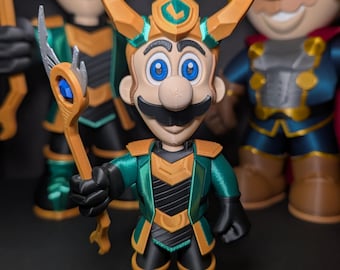 Loki Luigi Figure – Mischief-Inspired Collectible – Small or Large with Poseable Head