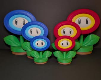 Ice Flower and Fire Flower Display Models - Retro Gaming Gifts
