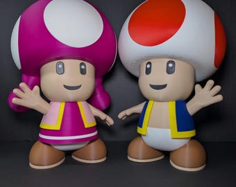 Toad & Toadette Storage Figures 11.5" Tall! – Hidden Compartment Collectibles – Sold Separately or Bundle