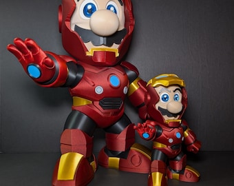 Iron Mario Figure – Superhero-Inspired Collectible – Small or Large (Light-Up Option Available)