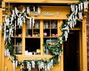 Charming London Bakery with Flowers - Spitalfield Market Photograph  -  UK Travel Art Print - Yellow Home Decor