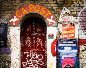 Freetown Christiania Copenhagen Denmark - Colorful Graffiti and Red Door Photograph - Travel Print Urban Home Decor