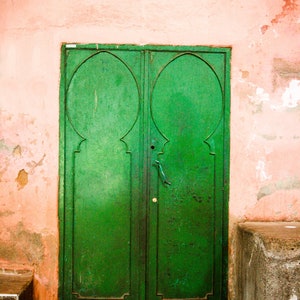 Kelly Green Moroccan Door Marrakesh Travel Photograph Wanderlust Art Print Bohemian Home Decor image 1