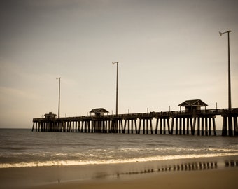 Jennette's Pier Sepia Photograph - Nags Head NC Wall Art - Outer Banks Pier Print - Vintage Beach House Decor - Coastal Photography Gift