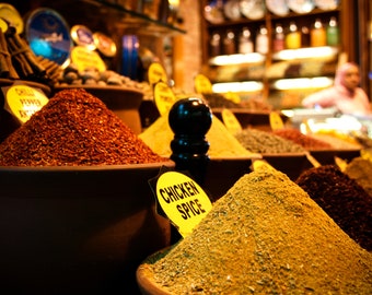 Turkish Spice Market Photograph - Bazaar in Istanbul Turkey - Travel Art Print - Kitchen Wall Decor