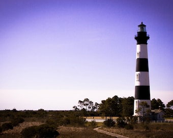 Black and White Striped Lighthouse - Bodie Island Lighthouse -  Outer Banks Photograph - North Carolina Travel Art