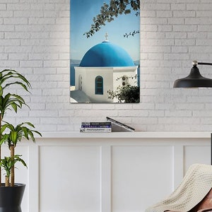 Santorini Photograph Iconic Blue Domes Greek Islands Art Print Greece Travel image 4