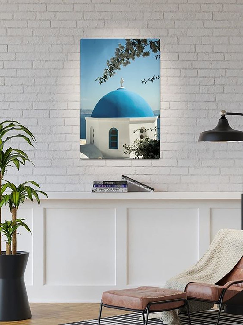 Santorini Photograph Iconic Blue Domes Greek Islands Art Print Greece Travel image 4