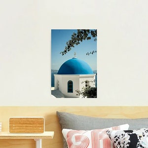Santorini Photograph Iconic Blue Domes Greek Islands Art Print Greece Travel image 5