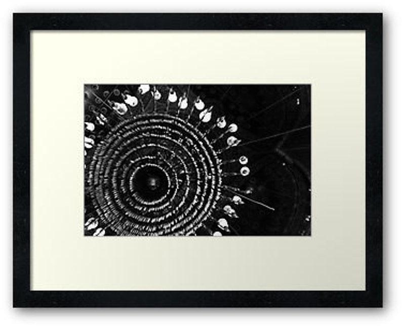 Circular Crystal Chandelier Black and White Photograph Islamic Mosque in Cairo Travel Art Print image 4