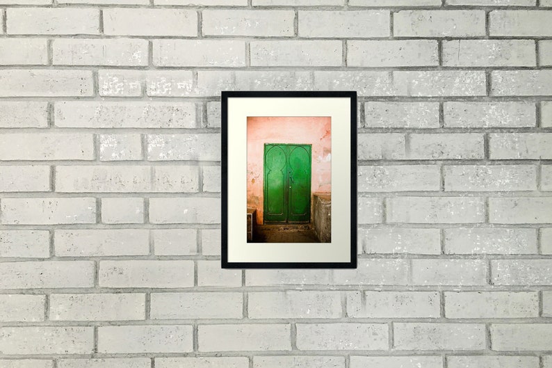 Kelly Green Moroccan Door Marrakesh Travel Photograph Wanderlust Art Print Bohemian Home Decor image 4