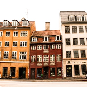 Danish Shops in Copenhagen Denmark Brown and Yellow Photograph Travel Wall Art Scandinavian Home Decor image 1