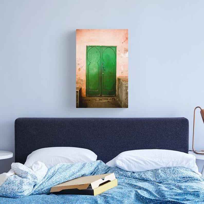 Kelly Green Moroccan Door Marrakesh Travel Photograph Wanderlust Art Print Bohemian Home Decor image 2