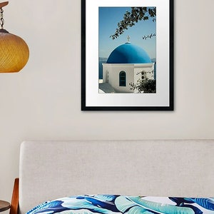 Santorini Photograph Iconic Blue Domes Greek Islands Art Print Greece Travel image 6