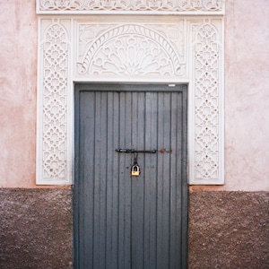 Gray Moroccan Door Travel Photograph Morocco Art Print Neutral Boho Home Decor image 1