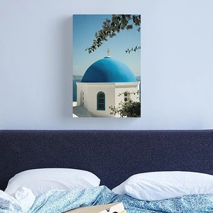 Santorini Photograph Iconic Blue Domes Greek Islands Art Print Greece Travel image 7