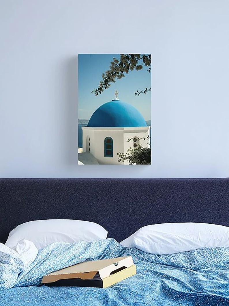 Santorini Photograph Iconic Blue Domes Greek Islands Art Print Greece Travel image 7