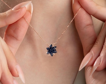 Agate Lotus Necklace, Blue Flower Necklace, Elegant Floral Jewelry, Lucky Choker Pendants, Tree Necklace, Leaf Gold Jewelry, Love  Necklace