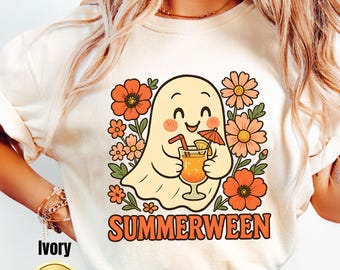 Summerween Shirt, Cute Ghost Shirt, Spooky Summer Tee, Halloween Summer Shirt, Floral Ghost Tee, Comfort Colors Shirt