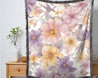 Flower Woven Throw Blanket, Woven blanket, Tapestry blanket, woven tapestry, throw blanket couch