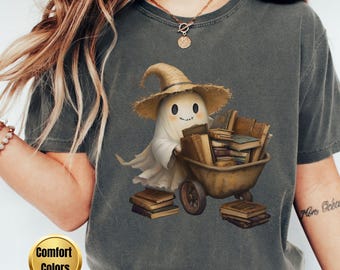 Halloween Ghost Reading Books shirt, Librarian Ghost Halloween, Halloween Teacher shirt, Halloween Shirt, Halloween reading shirt