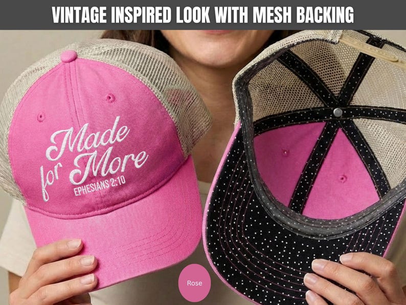 Made for More Hat, Christian Hat for Women, Faith Baseball Cap, Inspirational Gift, Vintage Mesh Hat, Trucker hat for women, Her Tess Hat image 14