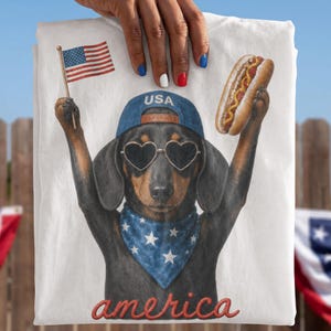 Patriotic Dachshund Shirt, 4th of July Shirt, Funny Weenie Dog Shirt, Doxie lover, Independence Day Shirt, Dog Lover Gift, Patriotic Shirt image 2