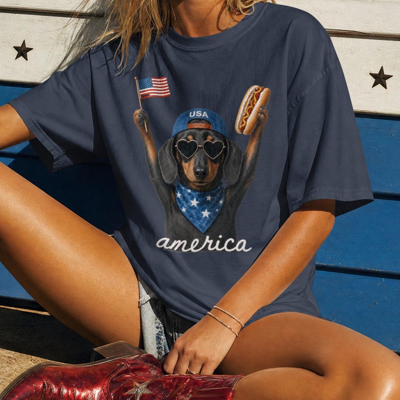 Patriotic Dachshund Shirt, 4th of July Shirt, Funny Weenie Dog Shirt, Doxie lover, Independence Day Shirt, Dog Lover Gift, Patriotic Shirt image 4