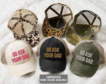Go Ask Your Dad Embroidered Hat, Funny Mom Trucker Hat, Mama Hat, Mothers Day Gift, Lake Hat, River Hat, Gift for Mom