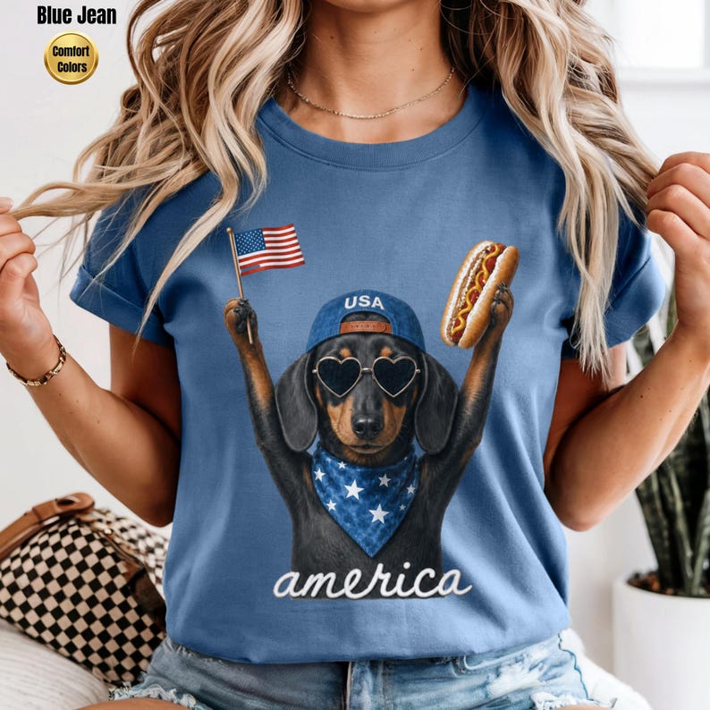 Patriotic Dachshund Shirt, 4th of July Shirt, Funny Weenie Dog Shirt, Doxie lover, Independence Day Shirt, Dog Lover Gift, Patriotic Shirt image 12