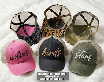 Custom Team Name Hat, Embroidered Trucker Hat Women, Game Day Hat, Personalized Sports Team Cap, Team Mom Hat, Baseball hat, Custom Text Hat