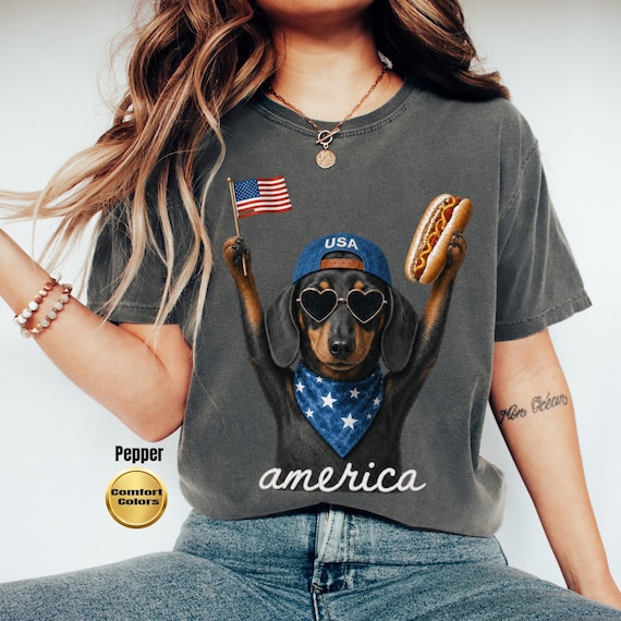 Patriotic Dachshund Shirt, 4th of July Shirt, Funny Weenie Dog Shirt, Doxie lover, Independence Day Shirt, Dog Lover Gift, Patriotic Shirt