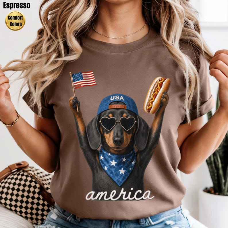 Patriotic Dachshund Shirt, 4th of July Shirt, Funny Weenie Dog Shirt, Doxie lover, Independence Day Shirt, Dog Lover Gift, Patriotic Shirt image 14