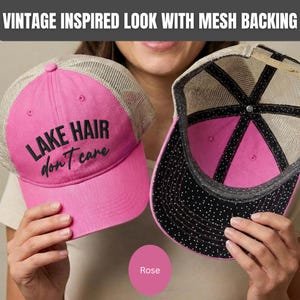 Lake Hair Dont Care Hat, Embroidered Lake Life Hat for Women, Ponytail Cap, Boating Gift, Summer Vacation Trucker Hat, Lake gifts image 15