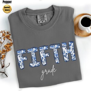 Comfort Colors® Fifth Grade Teacher Shirt, Toile de Jouy 5th Grade TShirt, Fifth Grade Teacher Appreciation Gift, Elementary School T-shirt
