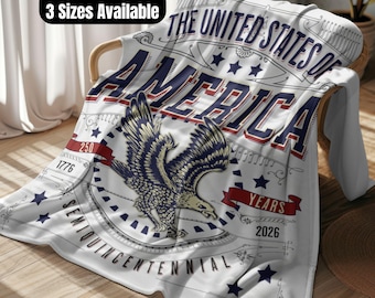 America 250th Anniversary Velveteen Blanket, 250 years, USA Flag Blanket, Patriotic Decor Gift, 4th of July Blanket, Independence Day