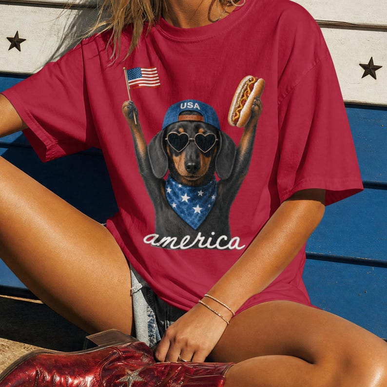Patriotic Dachshund Shirt, 4th of July Shirt, Funny Weenie Dog Shirt, Doxie lover, Independence Day Shirt, Dog Lover Gift, Patriotic Shirt image 5