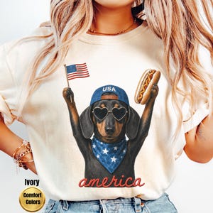 Patriotic Dachshund Shirt, 4th of July Shirt, Funny Weenie Dog Shirt, Doxie lover, Independence Day Shirt, Dog Lover Gift, Patriotic Shirt image 3