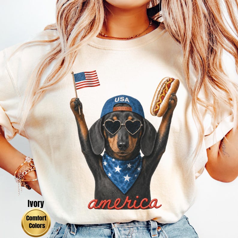 Patriotic Dachshund Shirt, 4th of July Shirt, Funny Weenie Dog Shirt, Doxie lover, Independence Day Shirt, Dog Lover Gift, Patriotic Shirt image 3