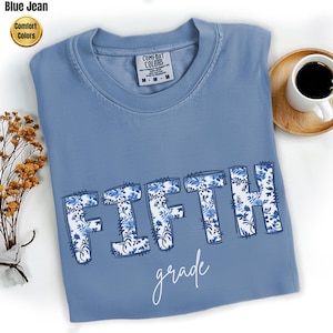 Comfort Colors® Fifth Grade Teacher Shirt, Toile de Jouy 5th Grade TShirt, Fifth Grade Teacher Appreciation Gift, Elementary School T-shirt