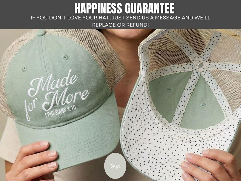 Made for More Hat, Christian Hat for Women, Faith Baseball Cap, Inspirational Gift, Vintage Mesh Hat, Trucker hat for women, Her Tess Hat image 17