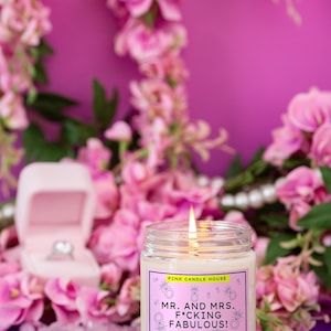 Mr. and Mrs. F*cking Fabulous Candle, Personalized Funny Wedding Gift, Bridal Shower Gift for Couple, Newlywed Engagement Candle