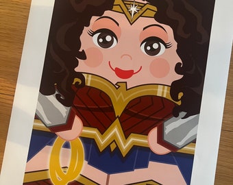 Custom Wonder Woman Warrior  'Hero Hugger' A3 Print