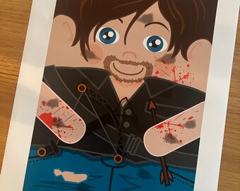 Custom Daryl Dixon Walking Dead  'Hero Hugger' A3 Print