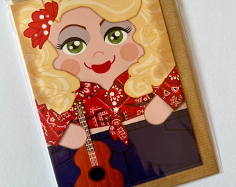 Retro Dolly Parton A5 Greeting Card with envelope