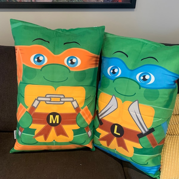 Ninja Turtles Double Sided  Set Character Pillow Cases 16x 24 UNIQUE