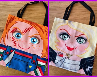 Chucky and Tiff Double Sided horror  'Hero Hugger' Tote Bag Custom Design