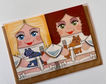 Frida and Agnetha Abba A5 Greeting Card with envelope