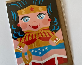 Wonder Woman Retro A5 Greeting Card with envelope LGBT